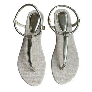 Nine West Tan/Cream Shiny Sandals - Size 9.5